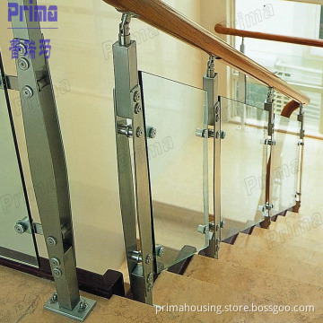 Stainless Steel Glass Railing/Balustrade for Wooden Staircase